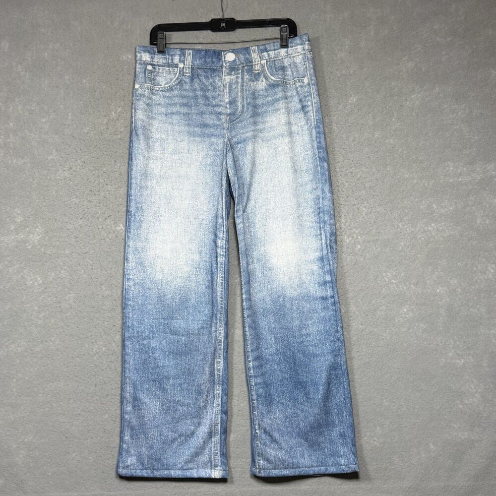 Mila Rosabella Pants Women’s XL Blue Straight Leg Stretch Denim Printed Pockets